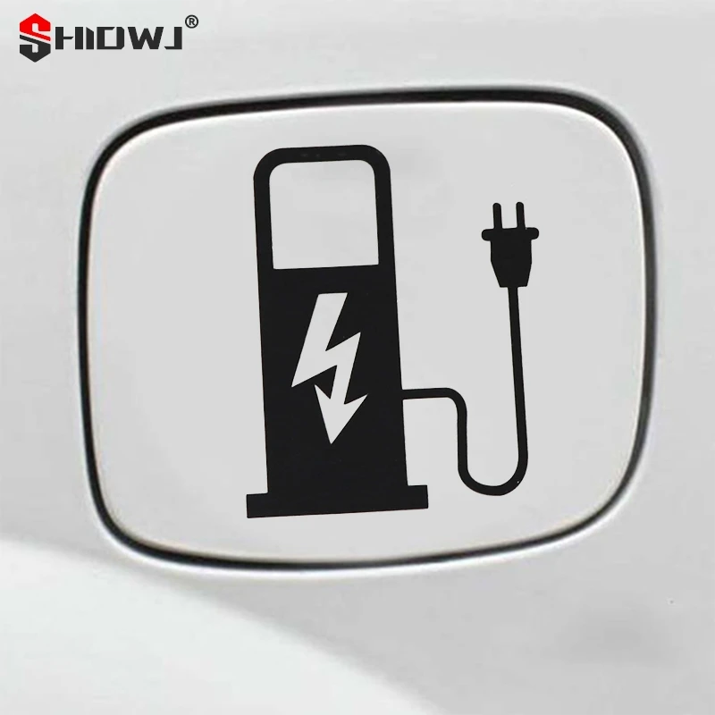 12*10cm EV Electric Vehicle Car Sticker Decal Funny Truck Battery Charging Display Car Decoration Black White