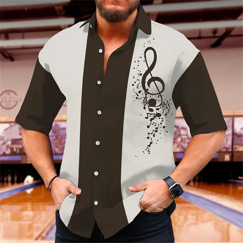 

Fashion Musical Notes Graphic Shirts For Men Summer Casual Short Sleeve 3D Printed Shirt Loose Breathable Musician Blouse Tops