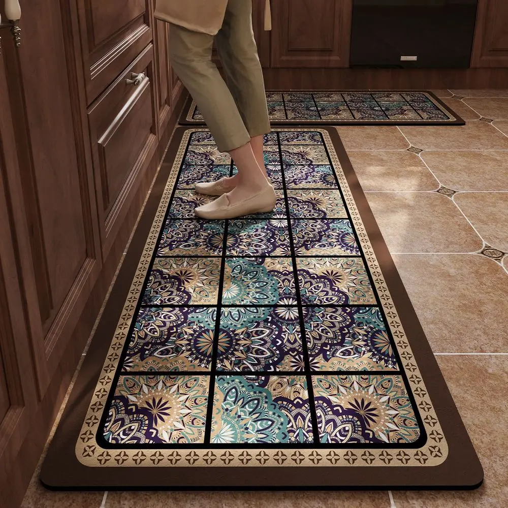 VIKAMA Crystal Velvet Rug American-Style Ceramic Tiles For Kitchen, Laundry Room, Dining Room Easy To Clean Floor Mat Home Decor