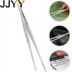 JJYY Precision Stainless Steel Food Tongs - Grilling and Cooking Tweezers with Fine Tips - for Grilling, Serving and Cooking