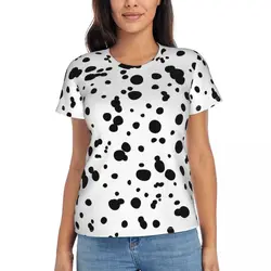 Dalmatian Spots Print T-Shirts Animal Dots O Neck Korean Fashion Oversized T Shirt Short-Sleeve Women Hip Hop Tshirt Summer Tops