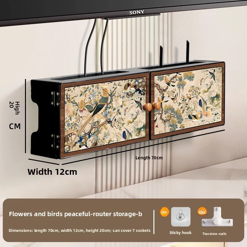No Drill Wall Hanging Router Case, Bird Flower Socket Cover, Eco Friendly Partitive Storage, Swing Door Weak Current Hider - view 6