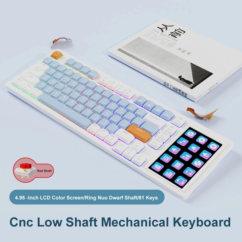 Ajazz AKP815 Wired Gaming Mechanical Keyboard RGB 81 Keys Touch Pad Color Screen Gamer Custom Keyboard Gasket for Pc Laptop