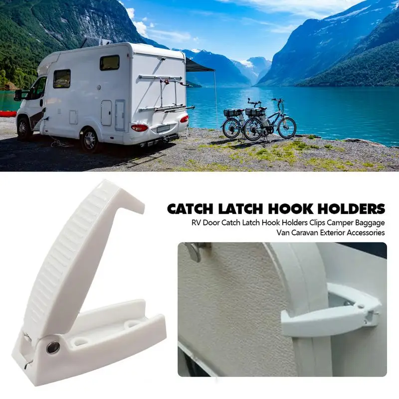 Rv Camper Baggage Door Catch Holder Latch For Motorhome Caravan Truck Van Travel Rv Accessories Camper Trailer White ABS