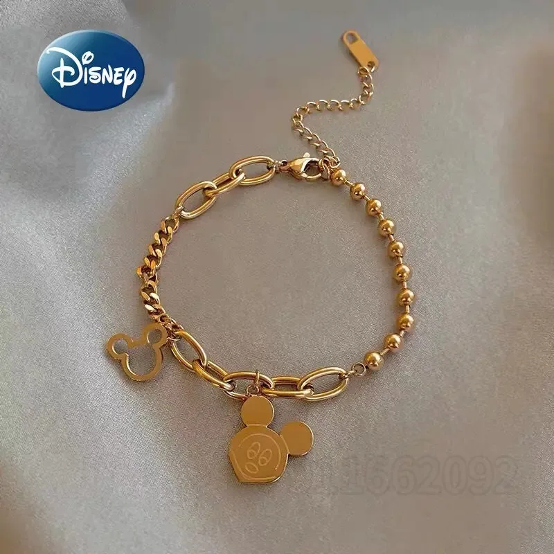 Disney Mickey 2024 New Fashion Women's Bracelet Luxury Brand Women's Jewelry Bracelet Cartoon Cute Couple Accessories Gift