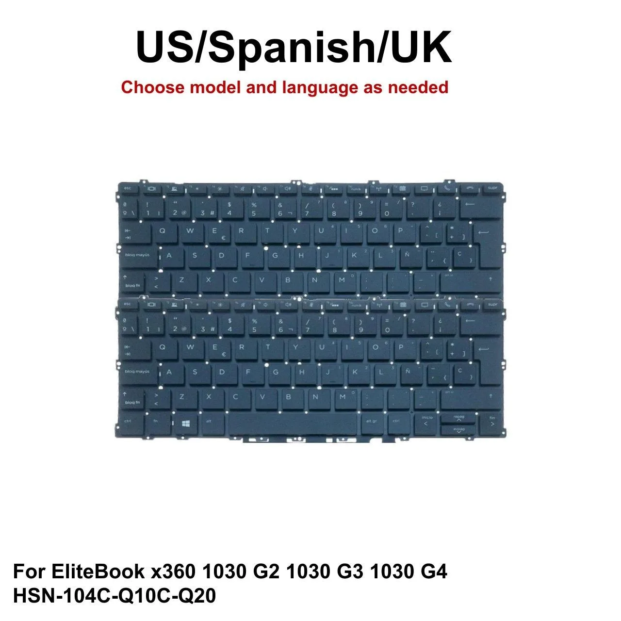 New US Spanish UK Backlit Keyboard For HP EliteBook x360 1030 G2 1030 G3 1030 G4 HSN-104C-Q10C-Q20 2B-BB901Q110 918018-DB1