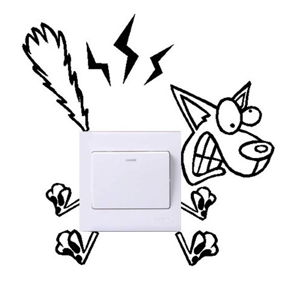 Fun Black Vinyl Switch Stickers Sockets Wallpaper Stickers On The Wall Mural Decor Bedroom Room Kitchen Decals Cartoon Animal