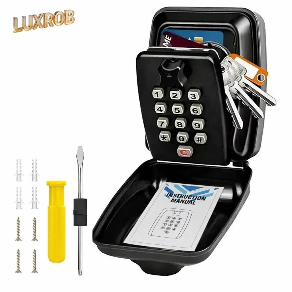 Waterproof Wall Mounted Key Safe Box Metal Anti-theft Combination Password Lock Key Storage Homestay Office Home Indoor Outdoor