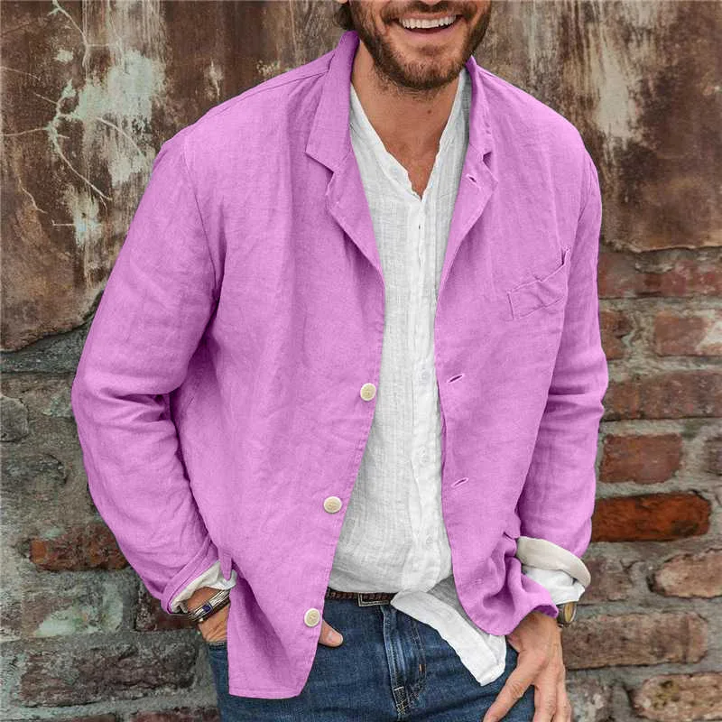 Men's Lightweight Linen Blazer Jacket Regular Fit Casual Solid Button Up Sports Coat Stylish Suit Jackets