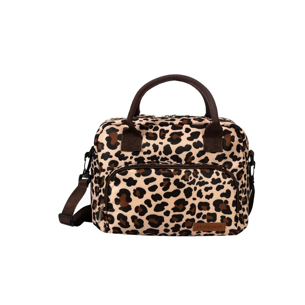 

Fashion Portable Nylon Lunch Bag 11 L Handheld Diaper Bag Leopard Print Large Capacity Insulated Handbag Men