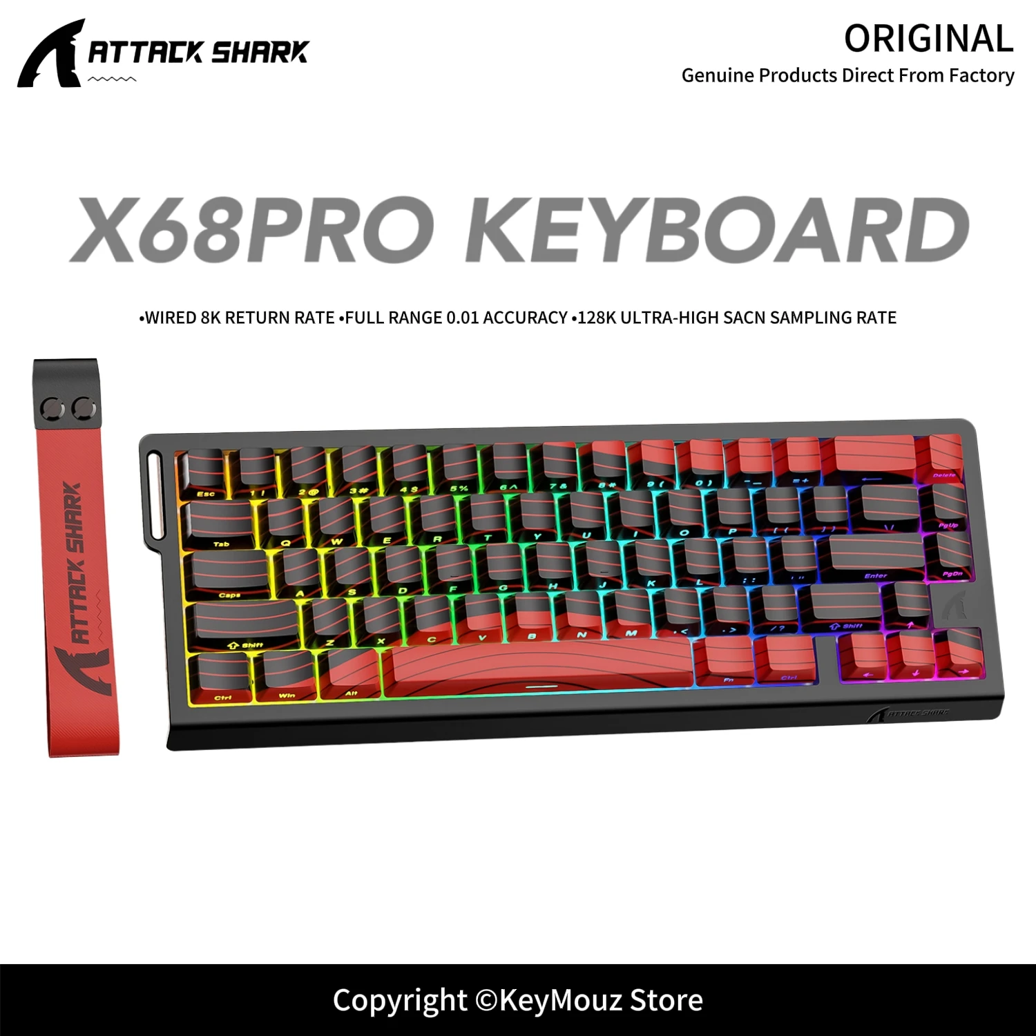 X68Pro HE ATTACK SHARK Magnetic Gaming Keyboard Wireless for Pro Esport 8KHz 0.01mm Precision 0.125ms Latency RGB Backlit X68HE
