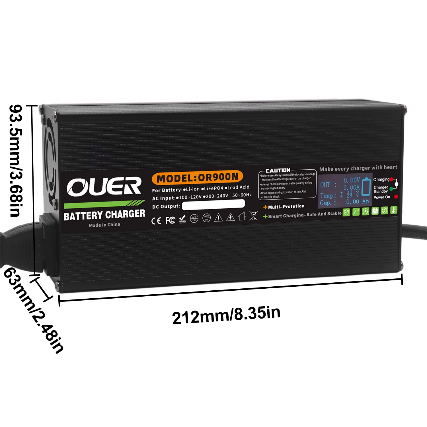 

14.6V 30A LiFePO4 Smart Battery high-power Charger Usd For 4S 12.8V 14.4V With Digital Display Fast Charging