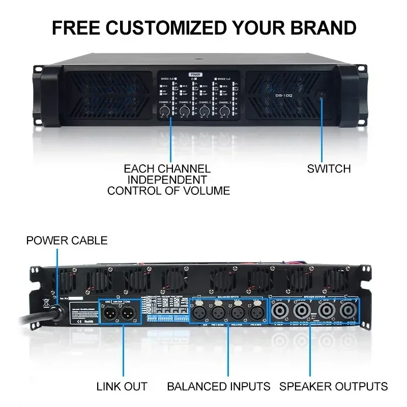 

stereo integrated power amp 10Q circuit switch class td 4 channel 1000 watts brand professional audio power amplifier