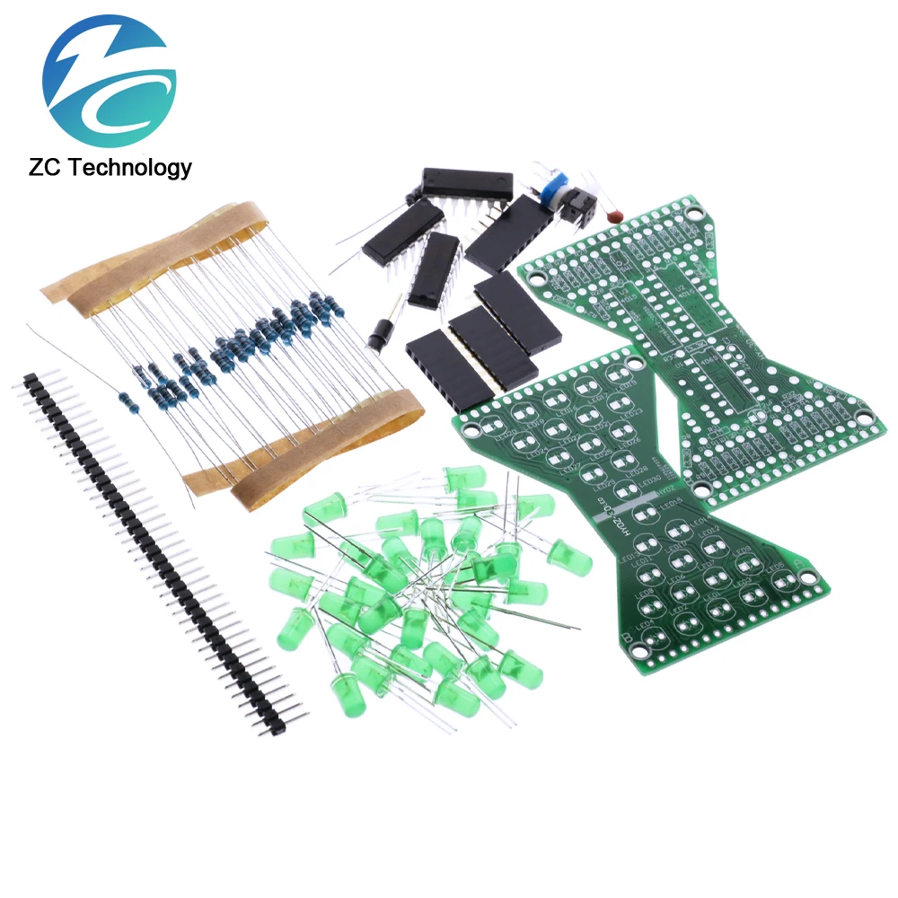 DC 5V Red Blue Green LED Electronic Hourglass DIY Kit Speed Adjustable Funny Electronic DIY Kits LED Double Layer PCB Board