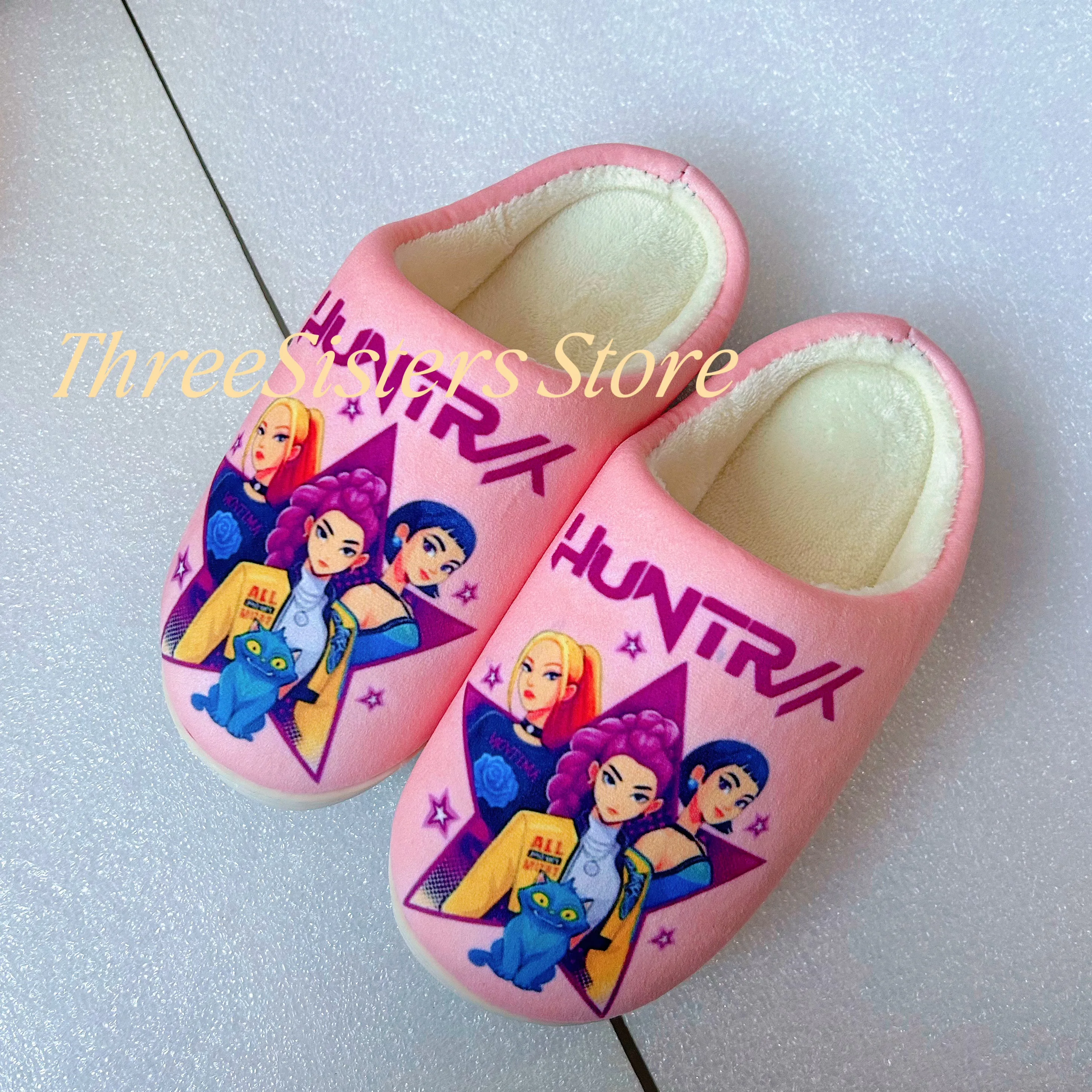 Cartoon Rumi Zoey Mira Warm Plush  Slippers  Non-slip House Slides Men and Women Toe Wrap Home Cotton Shoes