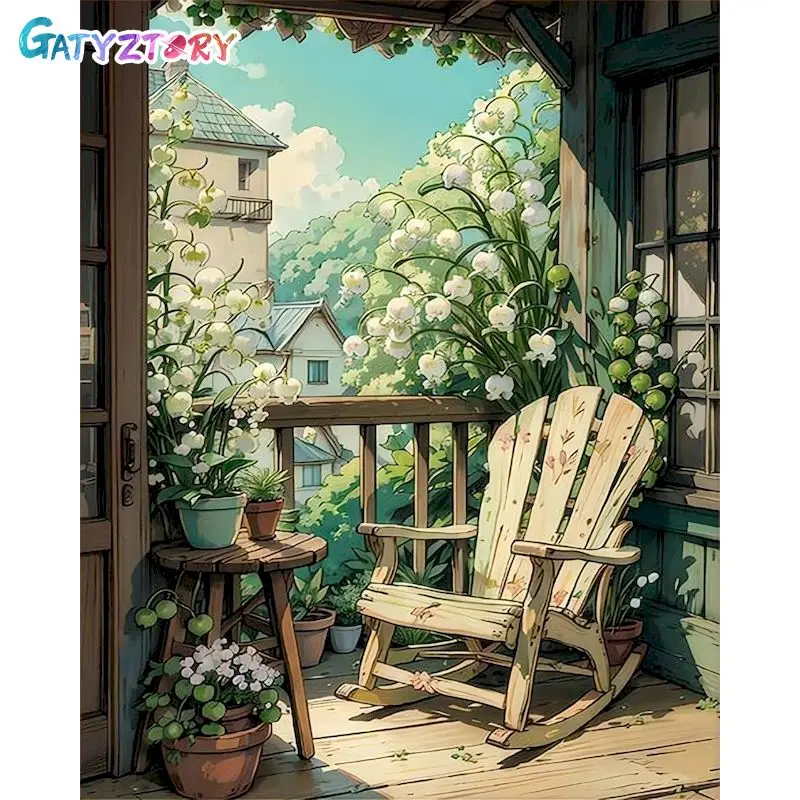 

GATYZTORY Acrylic Painting By Number With Frame Backgarden Scenery Paint By Numbers For Adults Handpainted Diy Ideas Home Decors