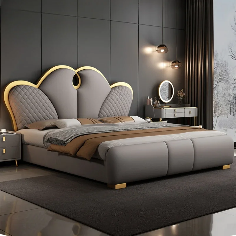 

Queen Headboard Double Bed King Size Modern Living Room Frame Double Bed Hotel Princess Letto Matrimoniale Bedroom Furnitures