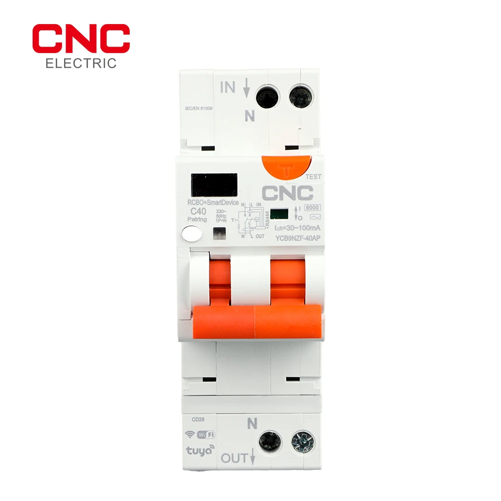 WIFI Tuya Smart Smart RCBO Type AC Adjustable Current Residual Current Circuit Breaker Works with Alexa/Google