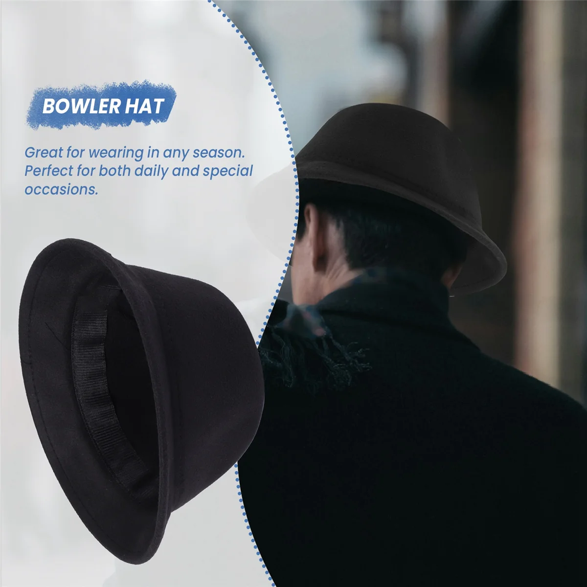 1Piece Melon Bowler Hat Hat Bowler Hat Bowler Hat Felt Hat Chaplin Hat Riding Hat (Black)JAS