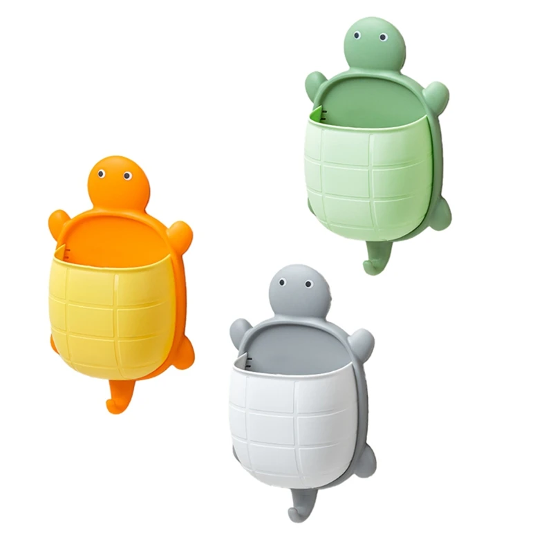 Estante de almacenamiento con diseño de tortuga, soporte para cepillos de dientes, organizador de almacenamiento para el baño de dibujos animados, estante de almacenamiento para cepillos de dientes, 3 uds.