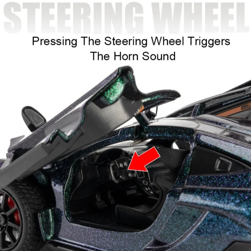 1:24 P1 Model Sports Car Toy Alloy Diecast Light Music Pull Back Supercar Metal Body Miniature Vehicles Models Kids Adult Gifts