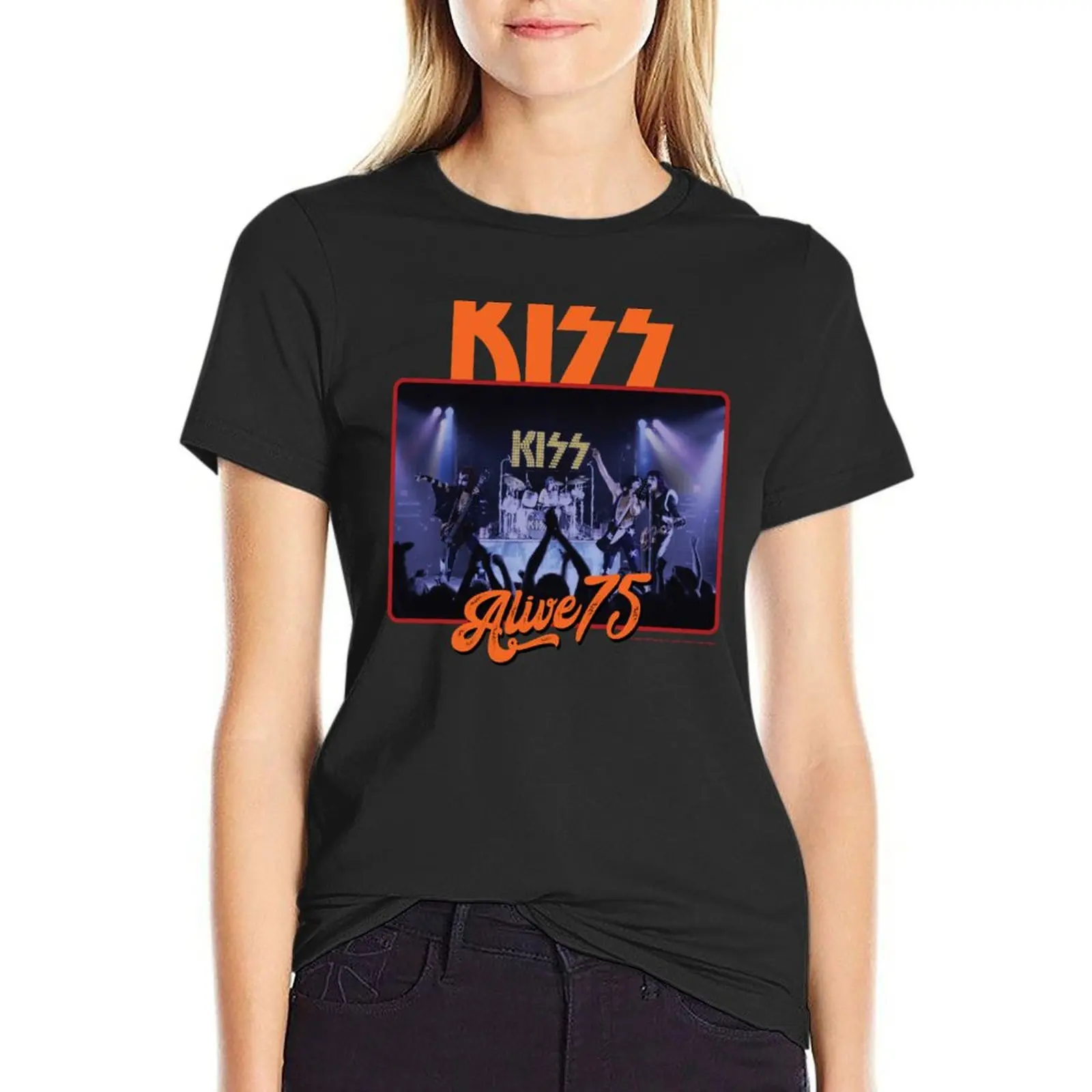 

KISS Alive 75 T-Shirt aesthetic clothes summer top cat shirts for Women