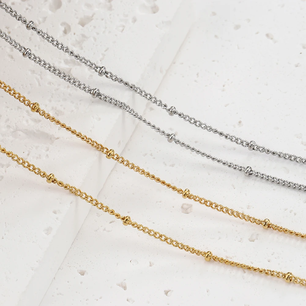 5 Stück 45cm+5cm Kette mit Karabinerverschlüssen, Edelstahl-Perlenkette, Halsketten-Basisketten für DIY-Schmuckherstellung, kein Verblassen – Detail 29