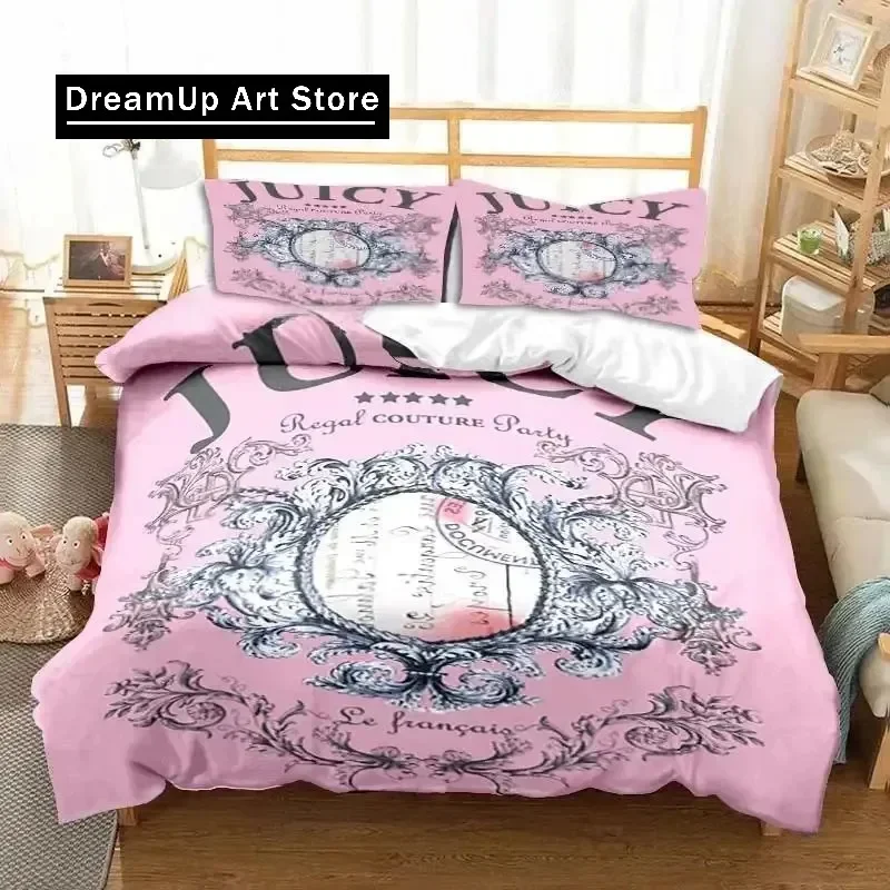 3D Print Fashion Juicy Couture Crown Bedding Set Boys Girls Twin Queen King Size Duvet Cover Pillowcase Bed boys Adult Bedroom