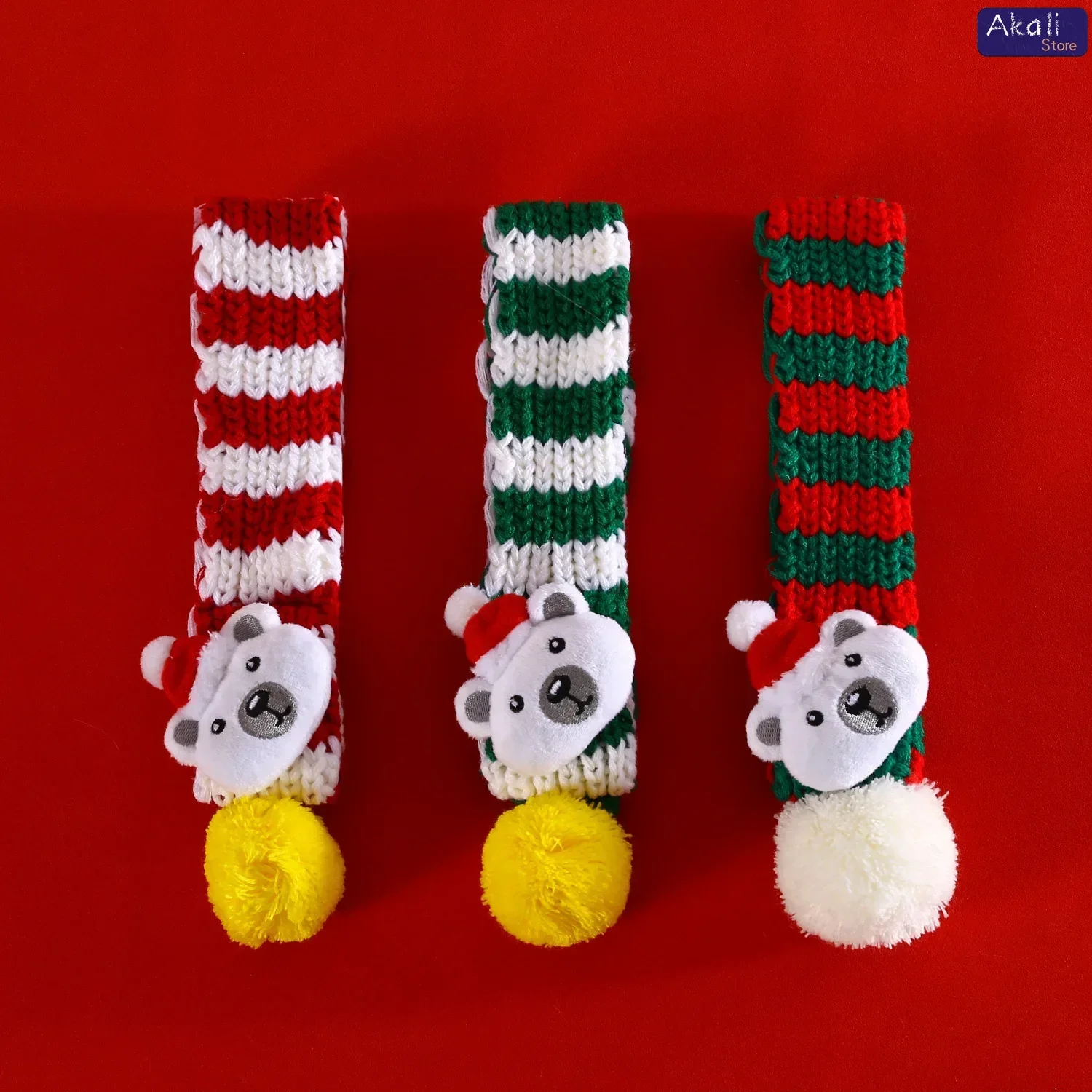 2025 Christmas Pet Knitted Set Cat and Dog Plush Scarf Hat Set Pet Winter Warm Plush Clothing Holiday Decorations Pet Supplies