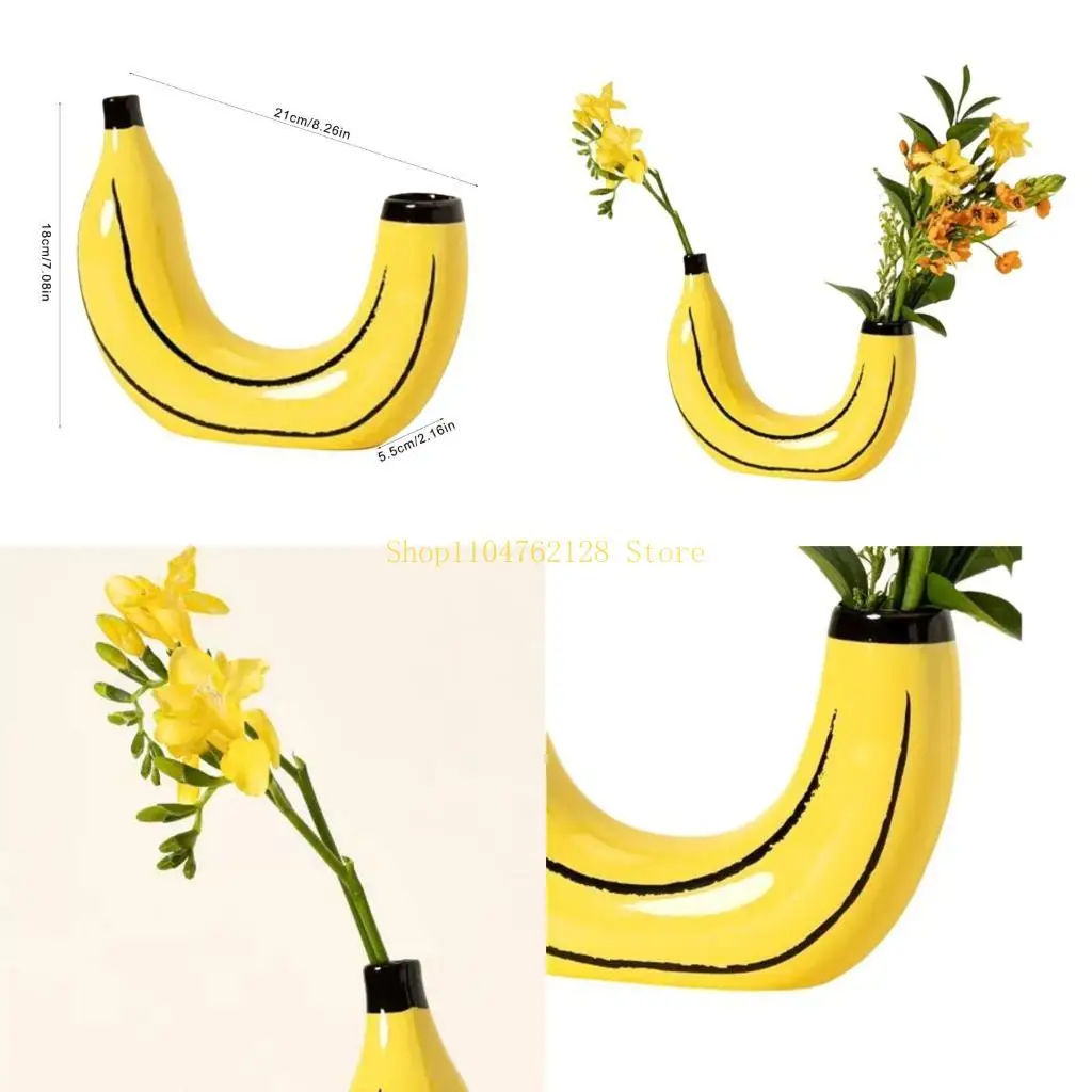 Elegant Banana Resins Vases Home Decoration for Creative Flower Arrangements Dried Flower Florals Holder Container best sale