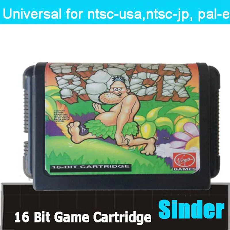 خرطوشة ألعاب Chuck Rock 16Bit MD لأنظمة Sega Megadrive Genesis