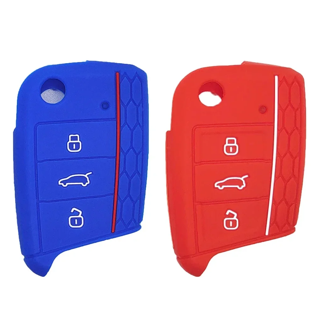 Car Key Cover Case Silicone Shell For VW Golf 7 MK7 VII Tiguan Polo Skoda Octavia A7 Kodiaq Seat Ateca Leon 3 Button