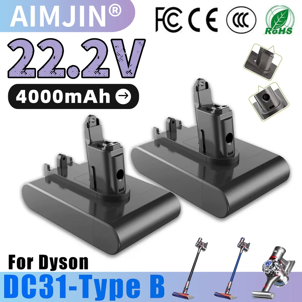 

22.2V 4000mAh For Li-ion Vacuum Battery For Dyson Replacement DC31 DC31B DC35 DC44 Handheld Power Tool Battery Only Fit Type B