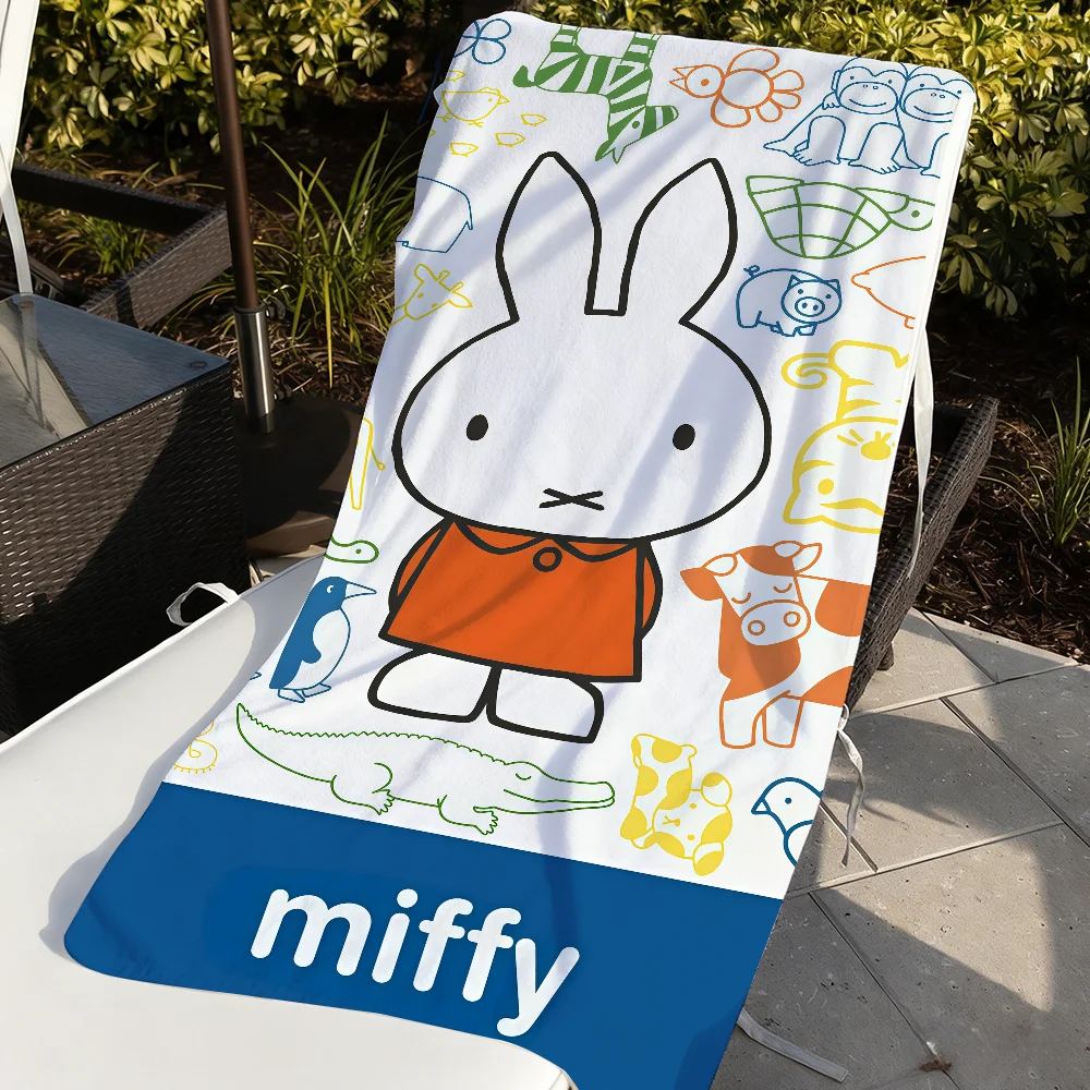 Cartoon M-miffy Handtuch, schnell trocknende Strandtücher, geeignet für Schwimmbäder, Camping, Yoga und das Fitnessstudio