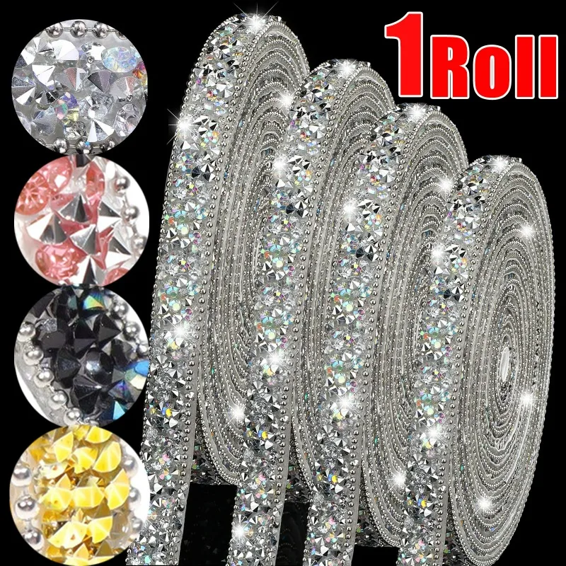 

Colorful Self Adhesive Crystal Rhinestone Sticker Ribbon DIY Sticker Silver Rhinestones Arts Craft Car Phone Clothing Decoration