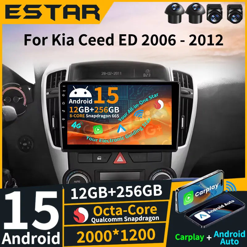 Wireless Carplay Android 15 For Kia Ceed ED 2006 - 2012 Car Radio Multimedia Audio RDS Video Player Navigation DTS Octa Core DSP