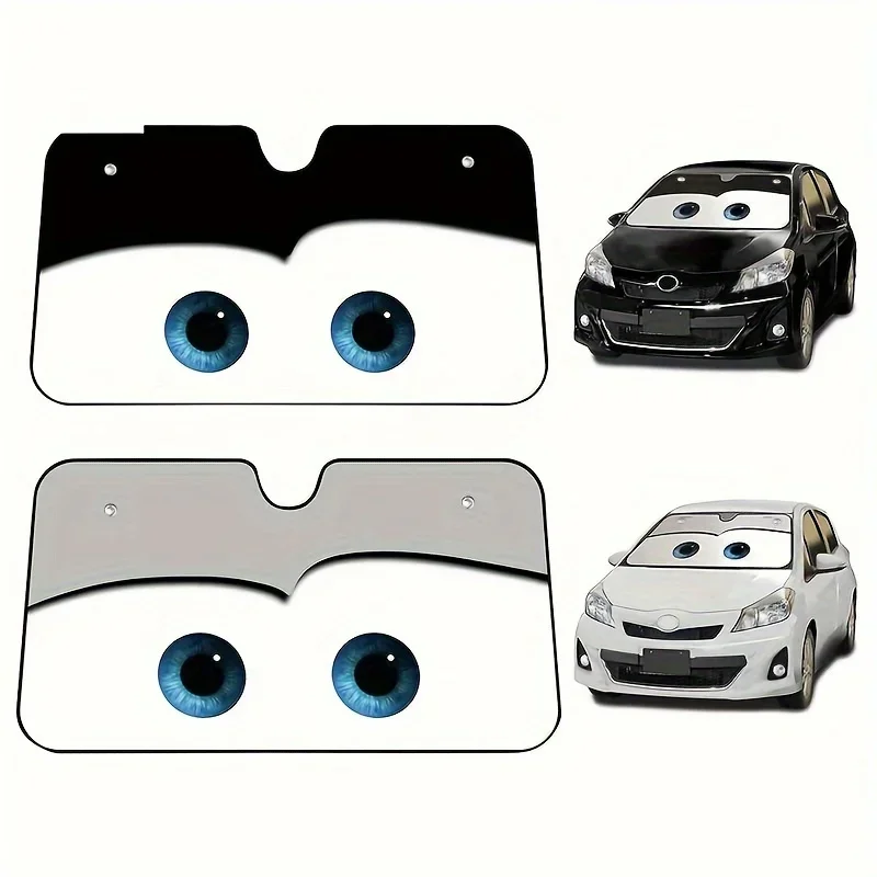 Car Solar Protection Instantly Funny Eyes Windshield Shade Sunshade Blocks UV Rays and Folds for Easy Storage Accessories