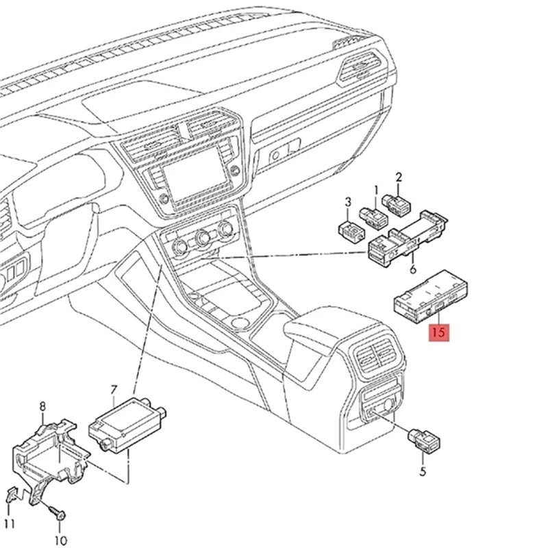 Excellent-5NA035736 Dual Type-C Interface Socket Connector Car Type-C Charging Port Front Rear USB Adapter For VW Arteon Crafter