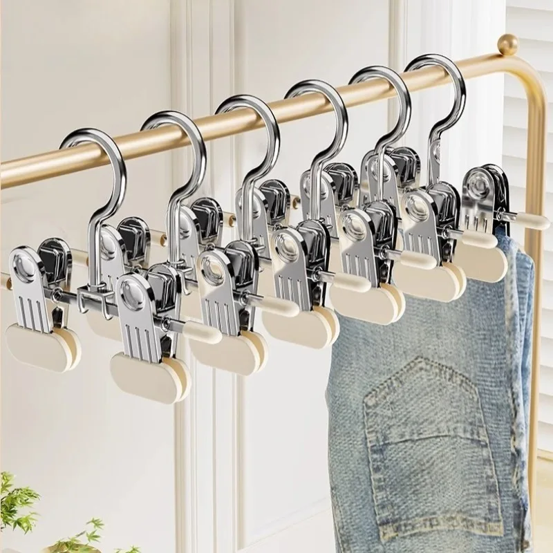 

10PCS Non Slip Pants Hangers with Clips Adjustable Skirt Hangers Household Trousers Rack for Kids Adult Underwear Organizer