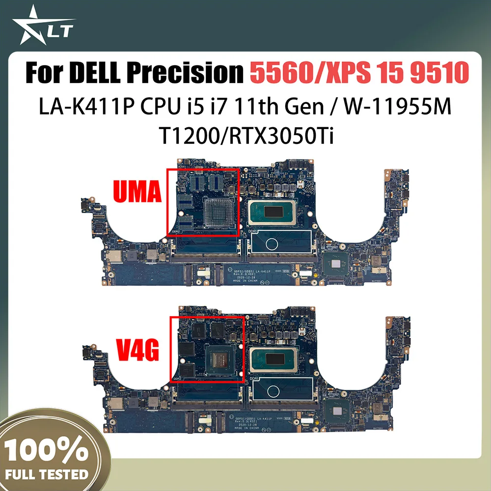 LA-K411P Mainboard For Dell PRECISION 5560 Laptop Motherboard CN 01V4T3 0NG7N9 With i5 i7 i9-11th Gen CPU T1200-RTX3050Ti