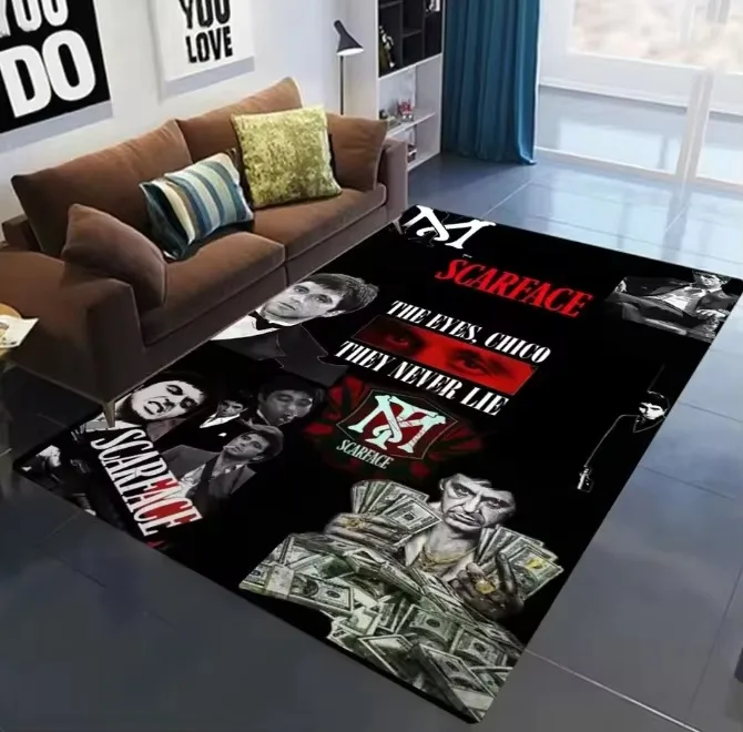 Retro S-Scarface Doormat Vintage Non Slip Carpet for Living Room Sofa Decor Modern Floor Mat for Men Bedroom Durable Area Rug