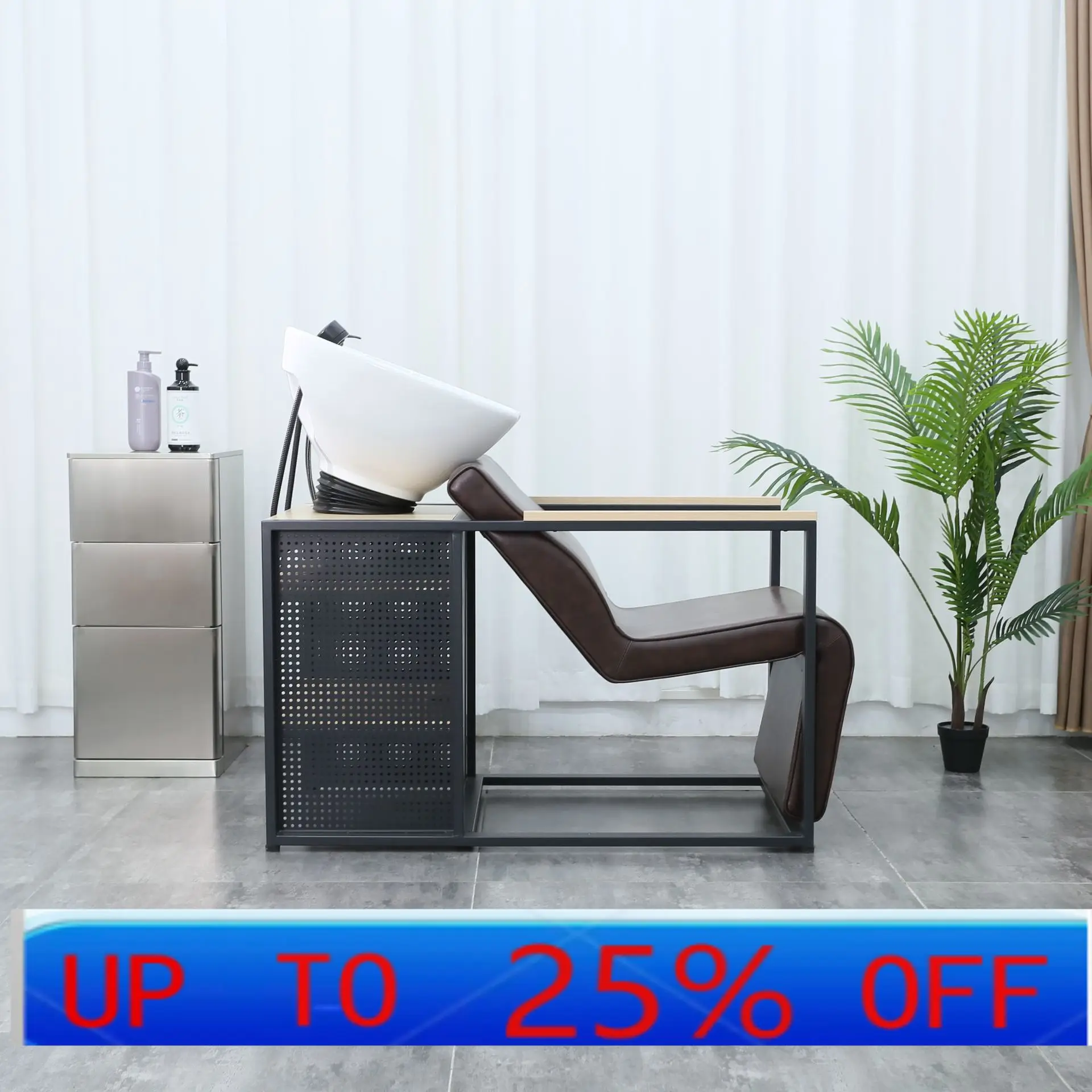 

Lmm hair salon shampoo chair can be semi-reclining bed dual-purpose shampoo bed with ceramic basin