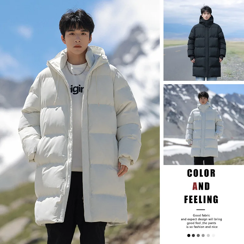 

Высококачественное мужское брендовое зимнее новое хлопковое пальто, мужское повседневное модное теплое хлопковое пальто средней длины со стильным капюшоном