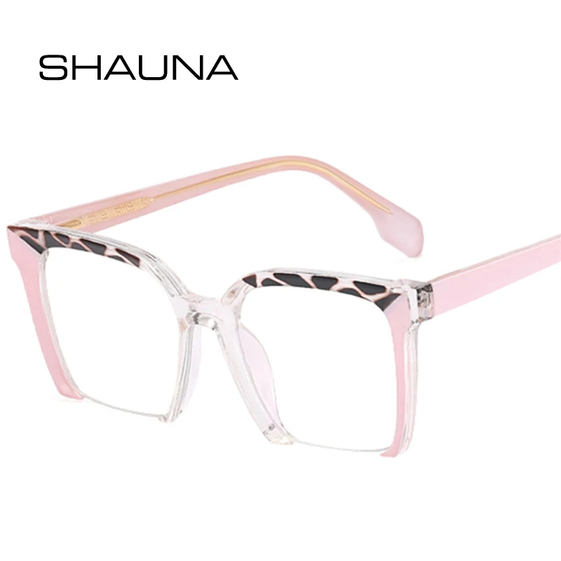 SHAUNA-Monture de lunettes rétro carrée semi-sans monture pour femmes et hommes, anti-lumière bleue, charnière à ressort, optique coloré, monture léopard, mode