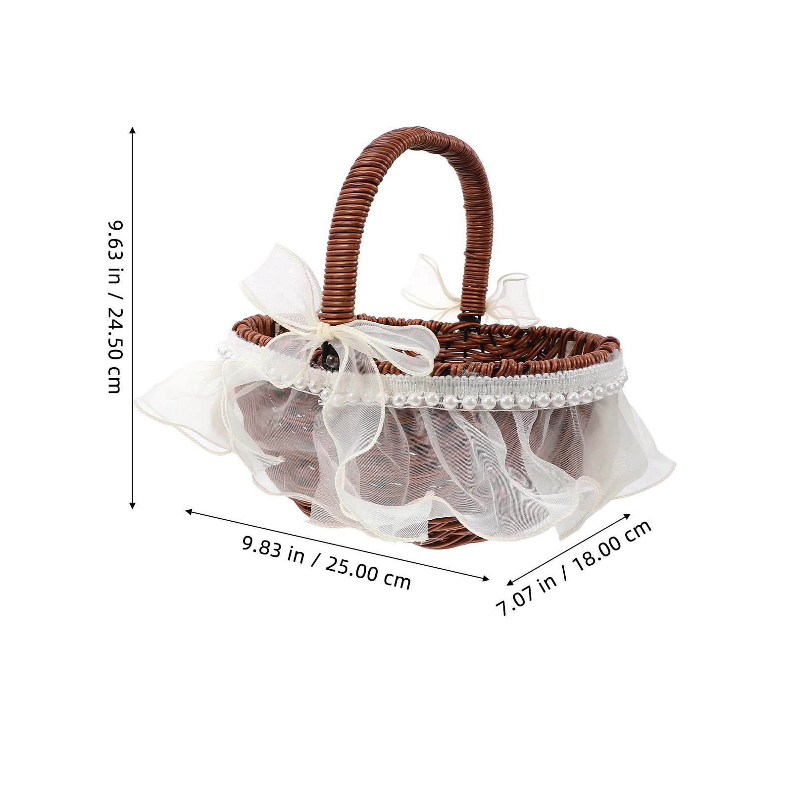 1pc Sturdy Bamboo Woven Flower Basket Lightweight Storage Craft Basket For Home Garden Office Wedding Decoration