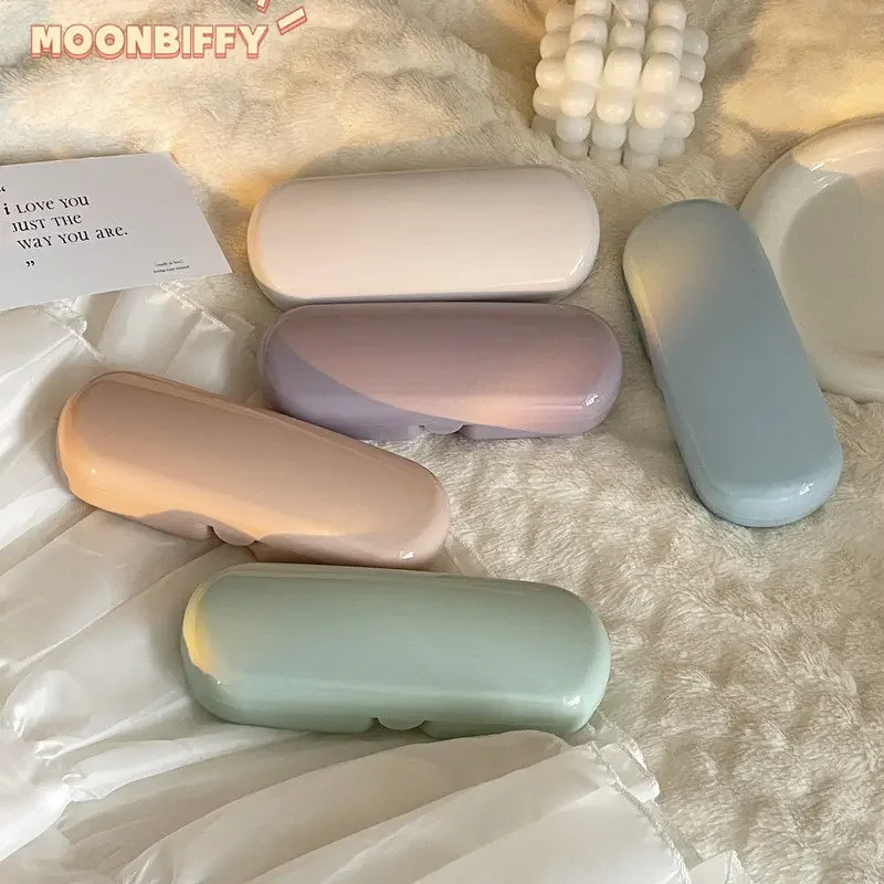 2024 Cream Colored Glasses Case Women Portable Cute Sunglasses Myopia Glasses Storage Box Travel Glasses Protective Organizer