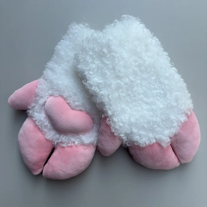 Fursuit Paws Gloves Plush Animal Claw Hand Puppet Cosplay Costume Accessory for Halloween Party Furry Role Play