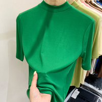 AOSSVIAO Women Long Sleeve Turtleneck T Shirts 2025 Tight Knit Sexy Slim Fitted Casual Women's Basic Tops Cropped T-Shirt
