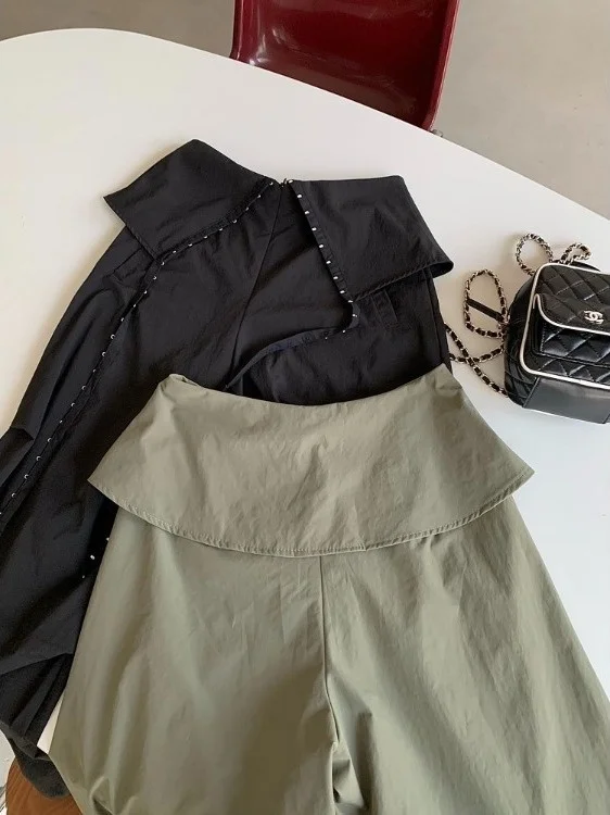 سراويل عمل جافة عالية الخصر للنساء لصيف 2025 سراويل طويلة غير رسمية واسعة الساق متعددة الاستخدامات تصميم Sensibili Ele #5