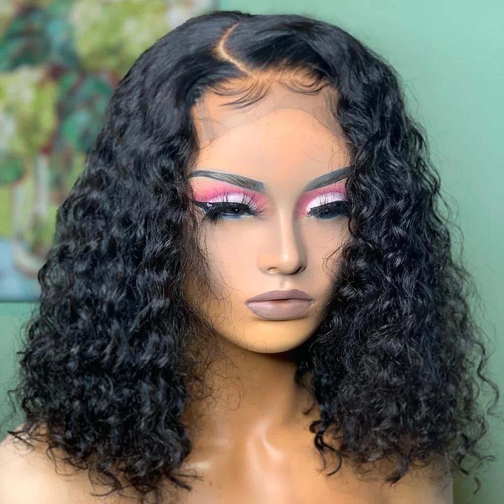 

Loose Deep Wave 13x4 Short Bob Wigs Brazilian Pre Plucked Curly Bob Lace Frontal Human Hair Wigs 230% Density For Black Women
